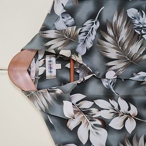 Campia Moda Green and Beige Palm Frons Hawaiian Short Sleeve Men's Shirt